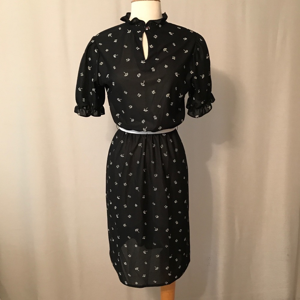 Vintage Black & White Semi-Sheer Dress